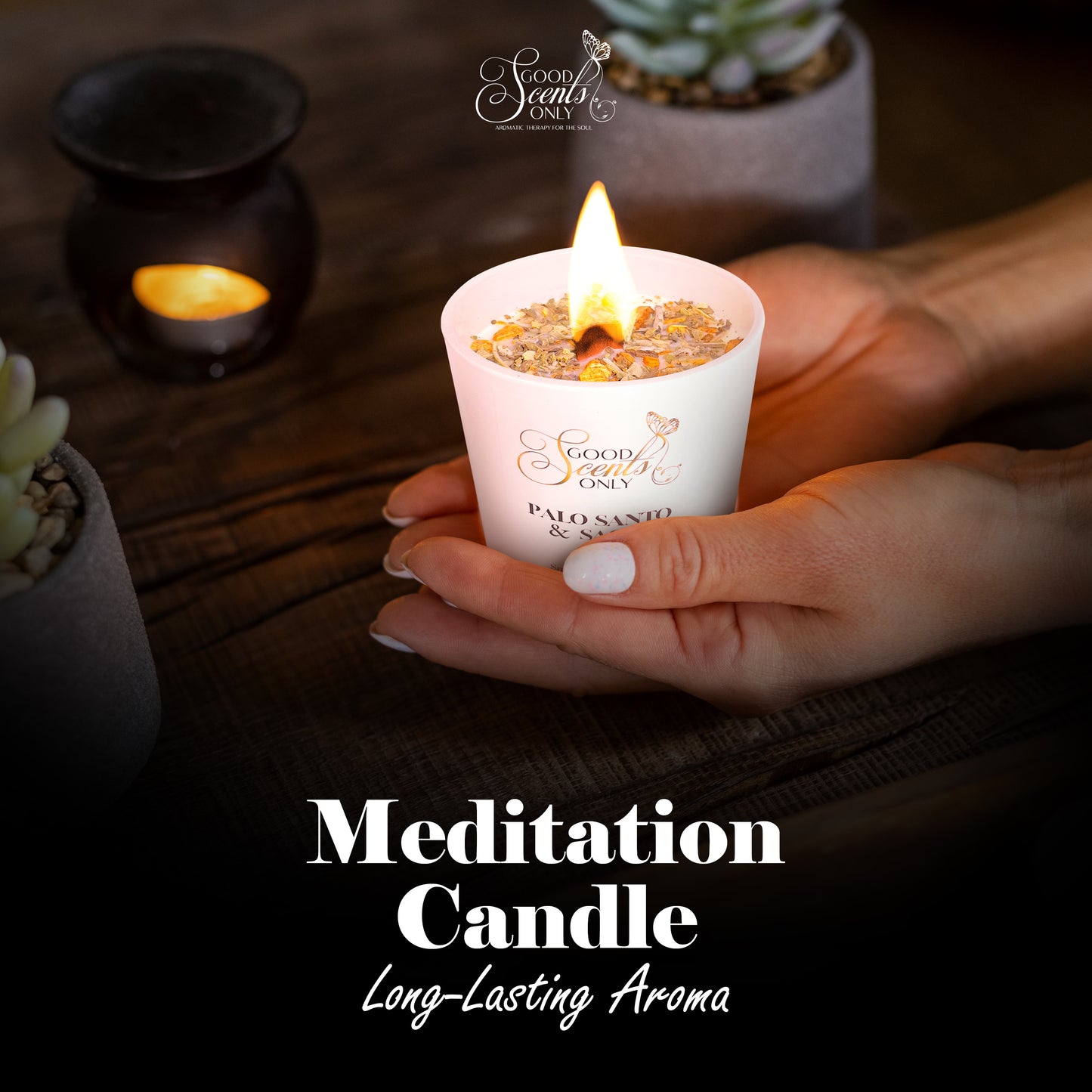 Palo Santo Candle with Sage For Energy Cleansing, Neutralizing Negative Energy, Enhancing Positive Vibrations-Mediatation, Manifestation, Intention