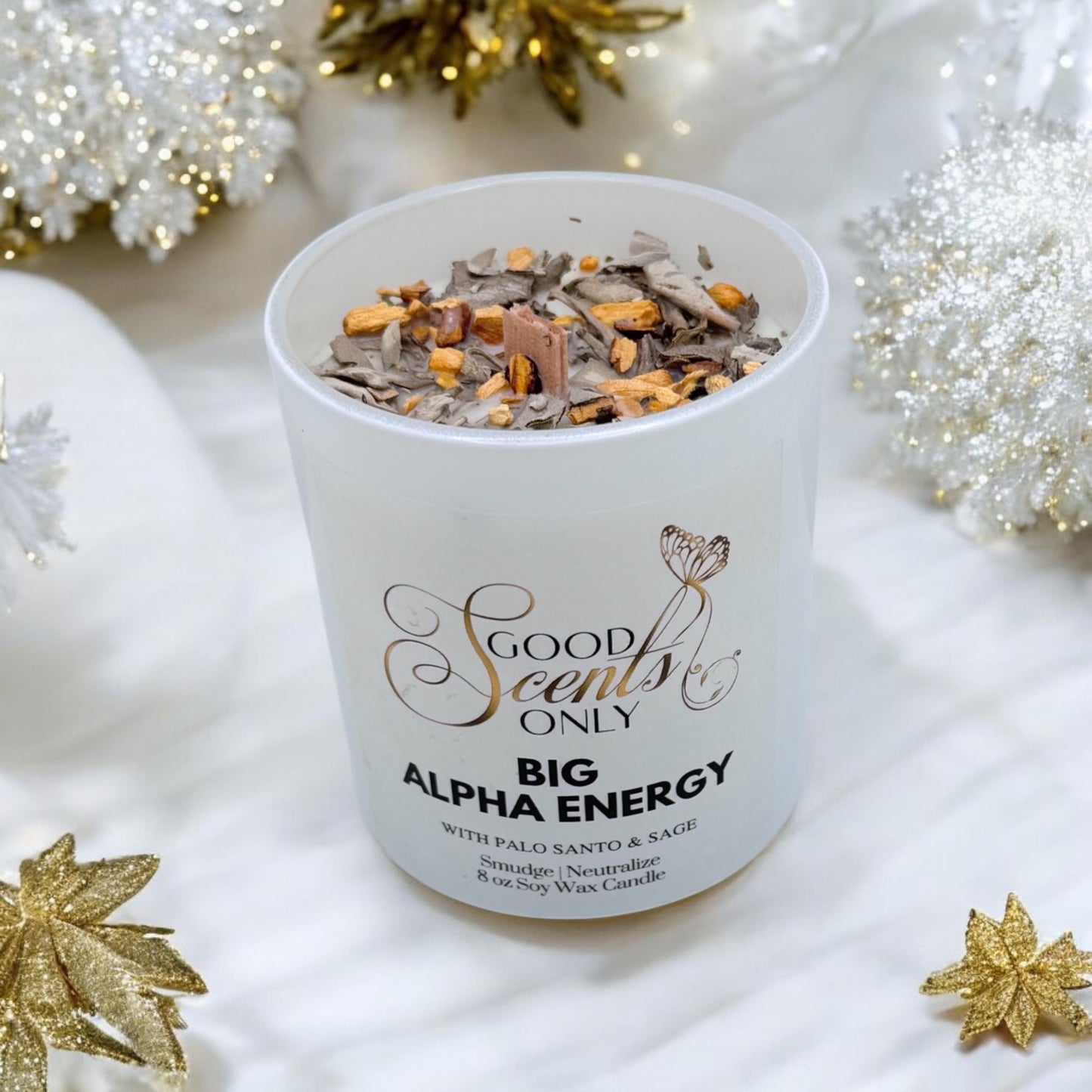 Big Alpha Energy Intention Candle with Real Palo Santo and Sage