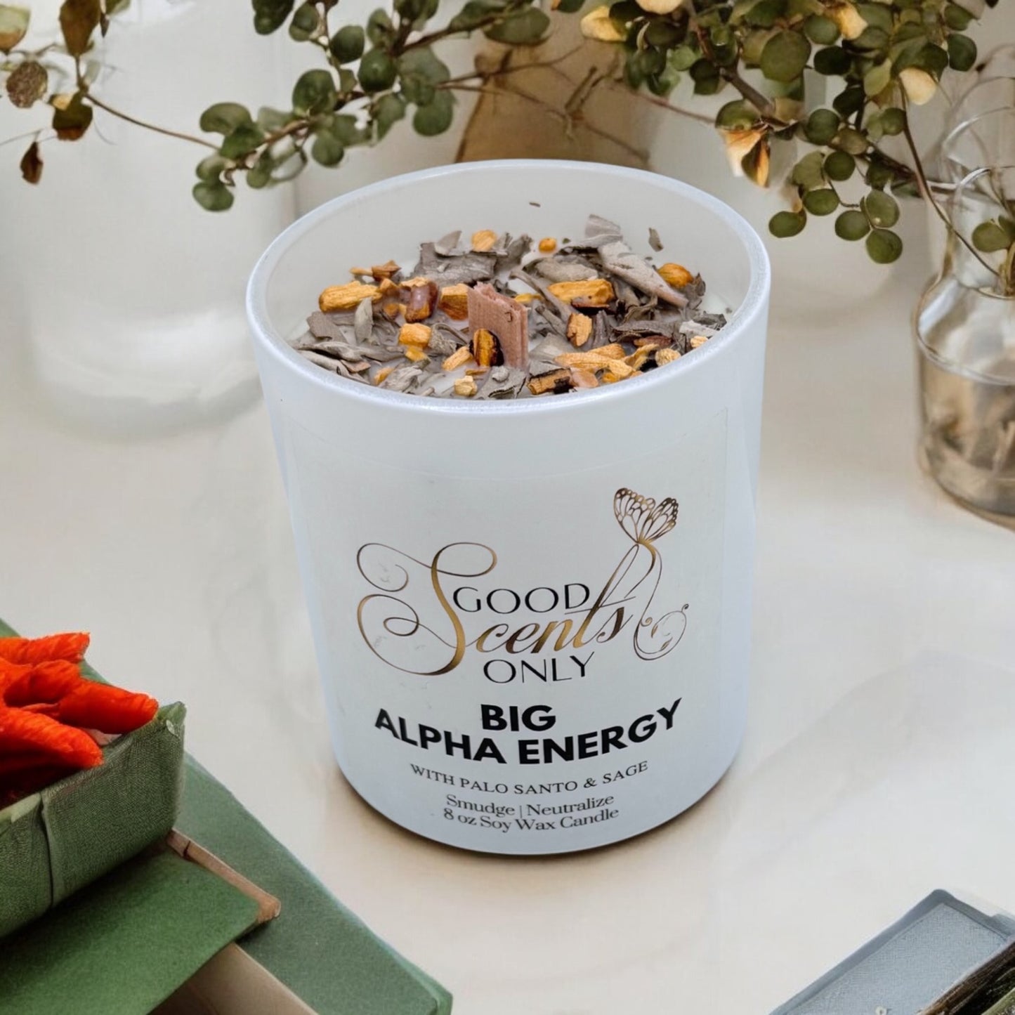 Big Alpha Energy Intention Candle with Real Palo Santo and Sage