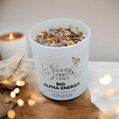 Big Alpha Energy Intention Candle with Real Palo Santo and Sage