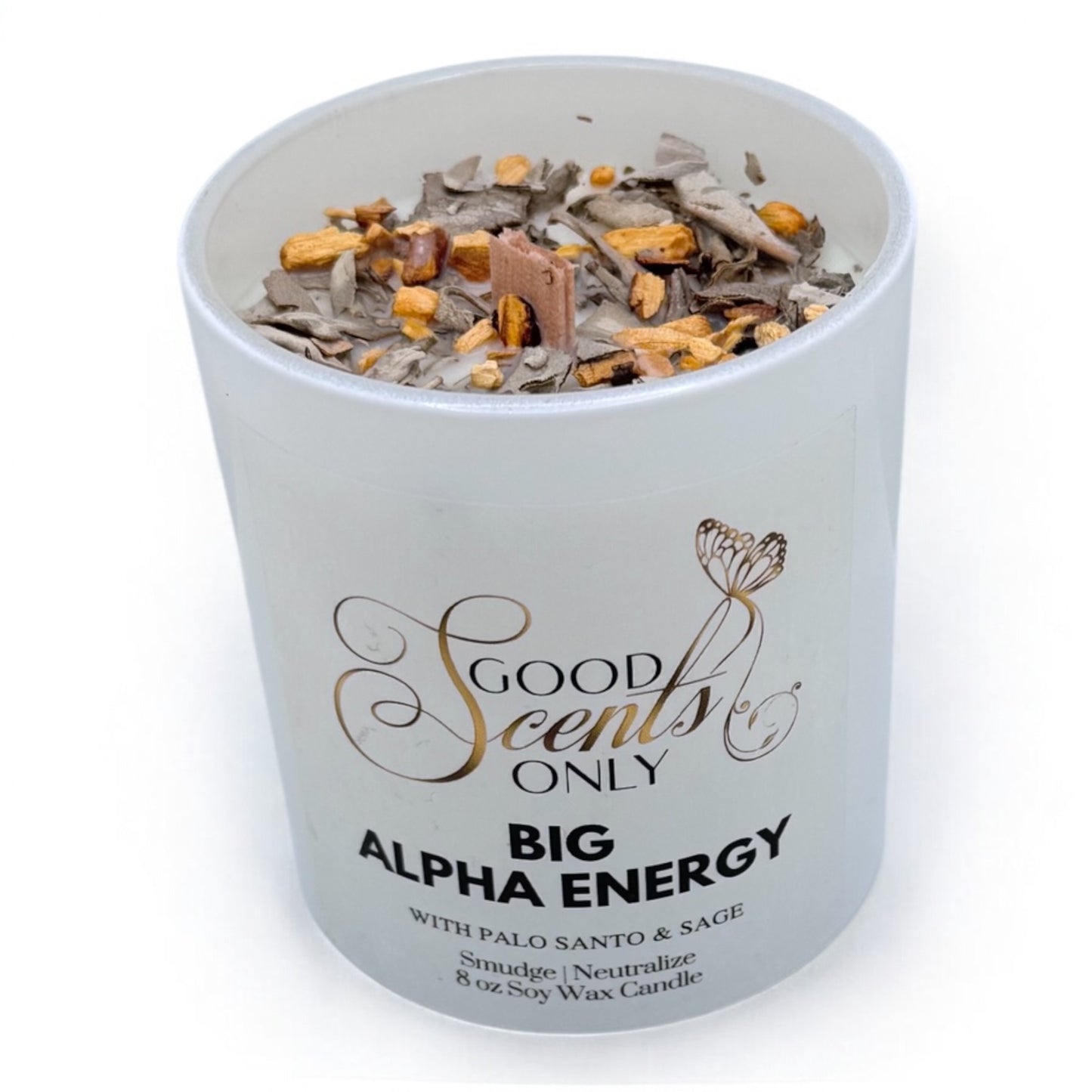 Big Alpha Energy Intention Candle with Real Palo Santo and Sage