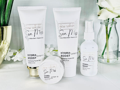 Sea Moss Skin Toner | Sea Moss Gel Cleanser Toner | Polish Moisturizer Skin Care Set-Gift Set | Self Care Acne Treatment Vegan Skin Toner