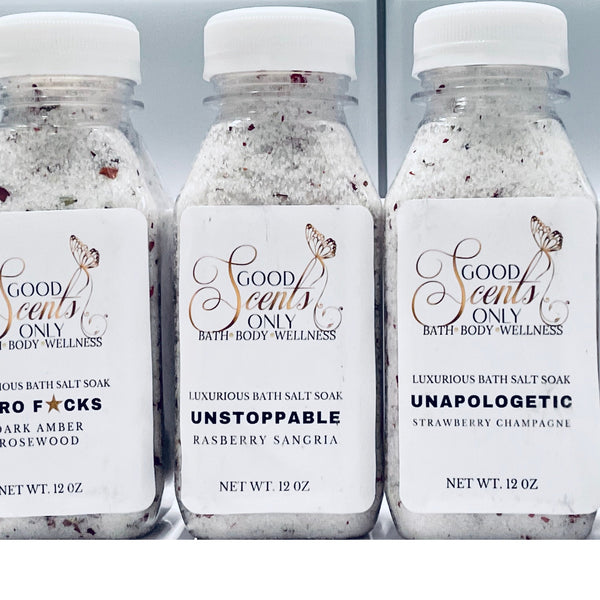 Relaxing Spa Botanical Rose Dead Sea Bath Salt Soak | Bath Salts Blends in Bottle | Herbal Bath Salts | Luxurious Bath Salt Body Wellness